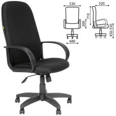 Кресло офисное СН 279, высокая спинка, с подлокотниками, черное JP-15-2, ш/к47042
