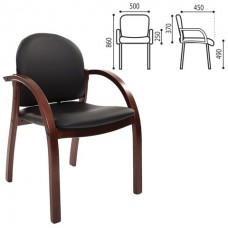 Кресло для приемных и переговорных CH-659, экокожа, черное матовое, Terra 118, ш/к 15044