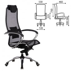 Кресло офисное МЕТТА "SAMURAI" S-1, кевларовая ткань-сетка, черное, ш/к 80012