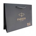 Подарочный пакет c логотипом Parker золотое тиснение 25х10х7см