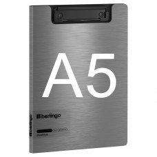 Папка-планшет с зажимом Berlingo "Steel&Style" А5+, 1800мкм, пластик (полифом), серебристый металлик, PPf_94102
