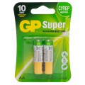 Батарейки GP Super, AA (LR06, 15 А), алкалиновые, комплект 2 шт., в блистере, GP 15A-2CR2