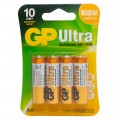 Батарейки GP Ultra, AA (LR06, 15 А), алкалиновые, комплект 4 шт., в блистере, GP 15AU-CR4