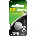 Батарейка GP Lithium, CR2016, литиевая, 1 шт., в блистере, CR2016-7CR5