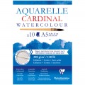 Альбом для акварели 10л., А5, на склейке Clairefontaine "Cardinal", 300г/м2, торшон, холод. пресс., хлопок