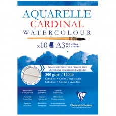 Альбом для акварели 10л., А3, на склейке Clairefontaine "Cardinal", 300г/м2, торшон, холод. пресс., 30% хлопок