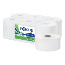 Бумага туалетная Focus Eco Jumbo, 1 слойн, 450м/рул., тиснение, КОМПЛЕКТ 12шт., (Система T1), белая