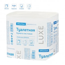 Бумага туалетная OfficeClean Professional (Система T3, L1), КОМПЛЕКТ 30шт., листовая, 250 листов, 23х10,8 см, 2-слойная, белая тиснение