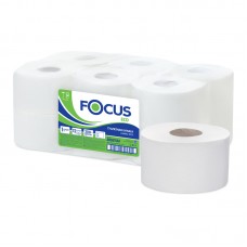 Бумага туалетная Focus Eco Jumbo, 1 слойн, 200м/рул., тиснение, КОМПЛЕКТ 12шт., (Система T2), белая