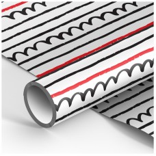 Упаковочная бумага белый крафт 70*100см, MESHU "Spirals and lines", 70г/м2, К100_41064