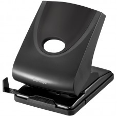 Дырокол Berlingo "Office Soft" 40л., пластиковый, с фиксатором, черный, с линейкой