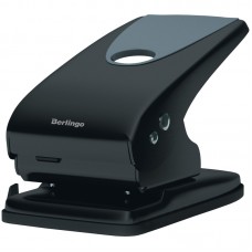 Дырокол Berlingo "Office Soft" 65л., металлический, черный, с линейкой