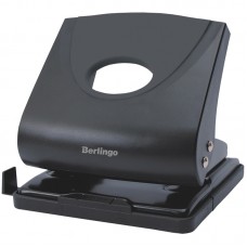Дырокол Berlingo "Office Soft" 30л., пластиковый, черный, с линейкой