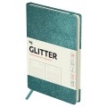 Ежедневник недатированный, А6, 136л., твердый переплет, диз. картон, BG "Glitter. Teal", бирюзовый, на резинке, карман, DuA6_61232