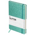 Ежедневник недатированный, А5, 136л., твердый переплет, диз. картон, BG "Glitter. Teal", бирюзовый, на резинке, карман, DuA5_61220