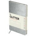 Ежедневник недатированный, А6, 136л., твердый переплет, диз. картон, BG "Glitter. Silver", серебристый, на резинке, карман, DuA6_61222