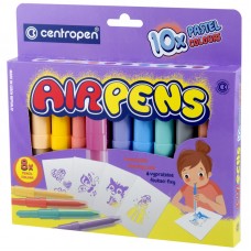 Фломастеры воздушные Centropen "AirPens Pastel", 10цв.+8 трафаретов, картон. упаковка, европодвес
