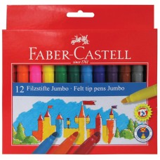 Фломастеры Faber-Castell "Замок" "Jumbo", 12цв., утолщенные, смываемые, картон, европодвес