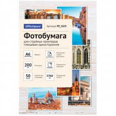 Фотобумага А6 (100*150) для стр. принтеров OfficeSpace, 200г/м2 (50л) глянцевая односторонняя