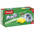 Губки для посуды Paclan "Practi Maxi", 9,5*6,5*3,5 см, поролон с абразивным слоем, 3шт., 409120/409121