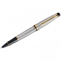 Ручка-роллер Waterman "Expert Stainless Steel GT" черная, 0,8мм, подарочная упаковка, S0951980