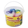 Пластилин на растительной основе (тесто для лепки) ПИФАГОР, 7 цветов, 420 г, пластиковое ведро, 104545