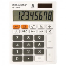 Калькулятор настольный BRAUBERG ULTRA-08-WT, КОМПАКТНЫЙ (154x115мм), 8 разрядов, БЕЛЫЙ, 250512