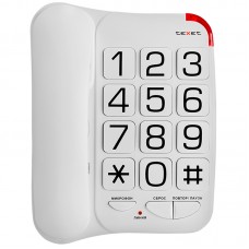 Телефон проводной Texet ТХ-201, повторный набор, крупные клавиши, белый, 