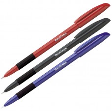 Ручка шариковая масляная Berlingo "Metallic Pro" резиновый упор, синяя, узел 0,7мм, линия 0,35 мм, игольчатый наконечник, корпус ассорти, CBp_70753