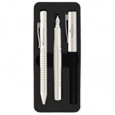 Набор Faber-Castell "Grip 2010" перьевая ручка, шариковая ручка, 0,7мм, синие, трехгран., корпус кокосовое молоко, подар. упаковка