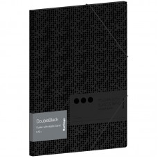 Папка для тетрадей на резинке Berlingo "DoubleBlack" А5+, 600мкм, черная, с рисунком, FB5_A5701