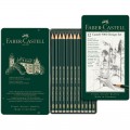 Карандаши чернографитные набор ч/г Faber-Castell "Castell 9000 Design Set", 12шт., 5H-5B, заточен., метал. кор., 119064