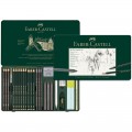 Карандаши чернографитные набор ч/г Faber-Castell "Pitt Graphite", 26 предметов, заточен., метал. кор., 112974