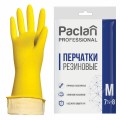 Перчатки хозяйственные латексные, х/б напыление, размер M (средний), желтые, PACLAN Professional, ш/к1640