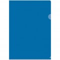 Папка-уголок жесткая без логотипа, прозрачная синяя, 0,15 мм