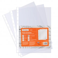 Папки-файлы перфорированные OfficeSpace, комплект 100 шт., А4, глянцевые, 0,035 мм, 269262