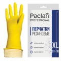 Перчатки хоз. латексные, х/б напыление, размер XL (оч большой), желтые, PACLAN Professional, ш/к6133