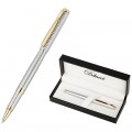 Ручка-роллер Delucci "Celeste" синяя, 0,6мм, цвет корпуса - серебро/золото, подарочная упаковка, CPs_61913