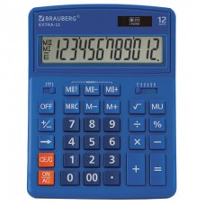 Калькулятор настольный BRAUBERG EXTRA-12-BU (206x155мм), 12 разрядов, дв.питание, СИНИЙ, 250482