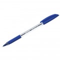 Ручка шариковая масляная Berlingo "Triangle 110" синяя, узел 0,7мм, линия 0,5 мм, резиновый грип, корпус прозрачный, CBp_07110