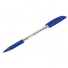 Ручка шариковая масляная Berlingo "Triangle 110" синяя, узел 0,7мм, линия 0,5 мм, резиновый грип, корпус прозрачный, CBp_07110