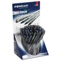 Ручка шариковая масляная PENSAN "My-Tech Colored", палитра классических цветов АССОРТИ, игольчатый узел 0,7 мм, линия 0,35 мм, дисплей, 2240, 2240/S60-4