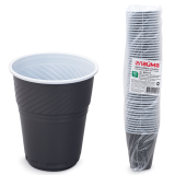 Одноразовые стаканы ЛАЙМА, комплект 50 шт., пластиковые, для чая и кофе, 155 мл, бело-коричневые, ПП