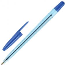 Ручка шариковая масляная СТАММ "Офис", СИНЯЯ, корпус тонированный синий, узел 1 мм, линия письма 0,7 мм, ОФ999, РШ-30376