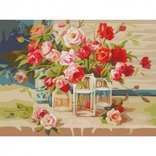 Картина по номерам 40*50 см, ОСТРОВ СОКРОВИЩ "Свежесть роз", на подрамнике, акрил, кисти, 662465
