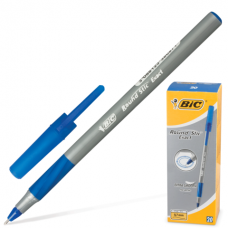 Ручка шариковая с грипом BIC "Round Stic Exact", СИНЯЯ, корпус серый, узел 0,8 мм, линия письма 0,3 мм, 918543