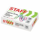 Скрепки STAFF, 28 мм, цветные, 70 шт., в картонной коробке, Россия, 224630