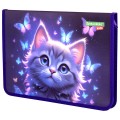 Папка для тетрадей BRAUBERG KIDS А4, 1 отделение, пластик, молния вокруг, Curious cat, 273336