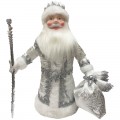 Декоративная кукла "Дед Мороз под елку" 40см, в серебряном костюме, подарочная упаковка, ДМ-12