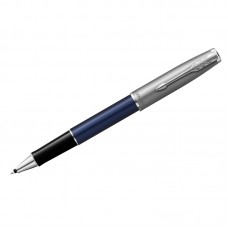 Ручка-роллер Parker "Sonnet Sand Blasted Metal&Blue Lacquer" черная, 0,8мм, подарочная упаковка, 2146639